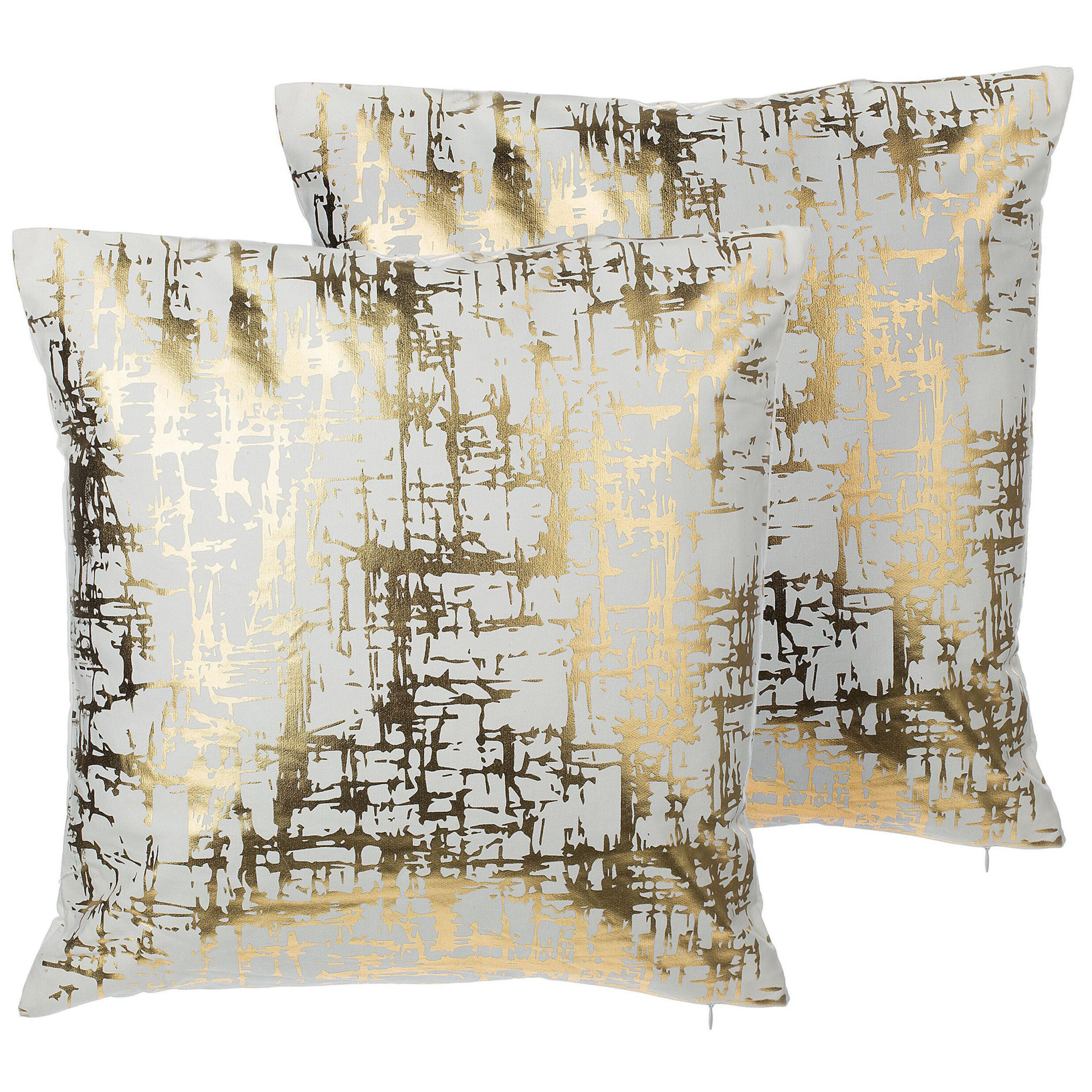 DEKOKISSEN 2er-Set Gold 45/45 cm Gardenia - Goldfarben, Naturmaterialien/Textil (45/45cm) - Beliani