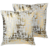DEKOKISSEN 2er-Set Gold 45/45 cm Gardenia - Goldfarben, Naturmaterialen/Textil (45/45cm) - Beliani