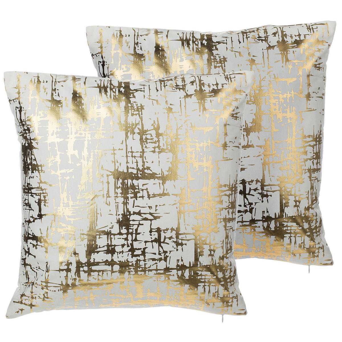 DEKOKISSEN 2er-Set Gold 45/45 cm Gardenia - Goldfarben, Naturmaterialen/Textil (45/45cm) - Beliani