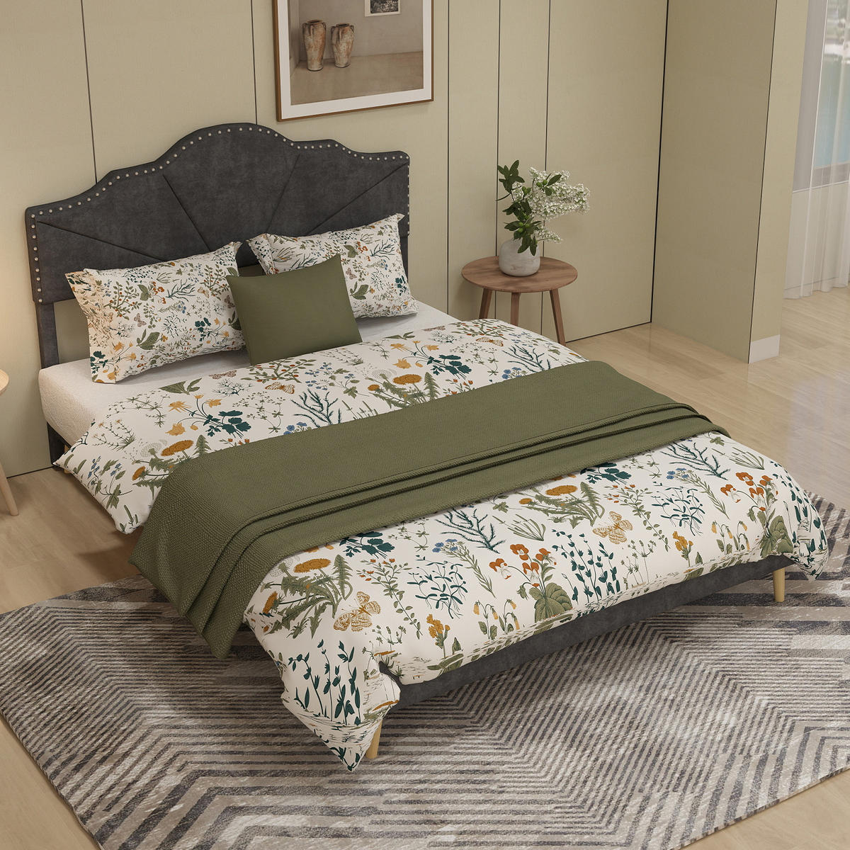 POLSTERBETT 160x200 cm Samt ohne Stauraum grau - Grau, Textil (160/200cm) - LEBENLANG
