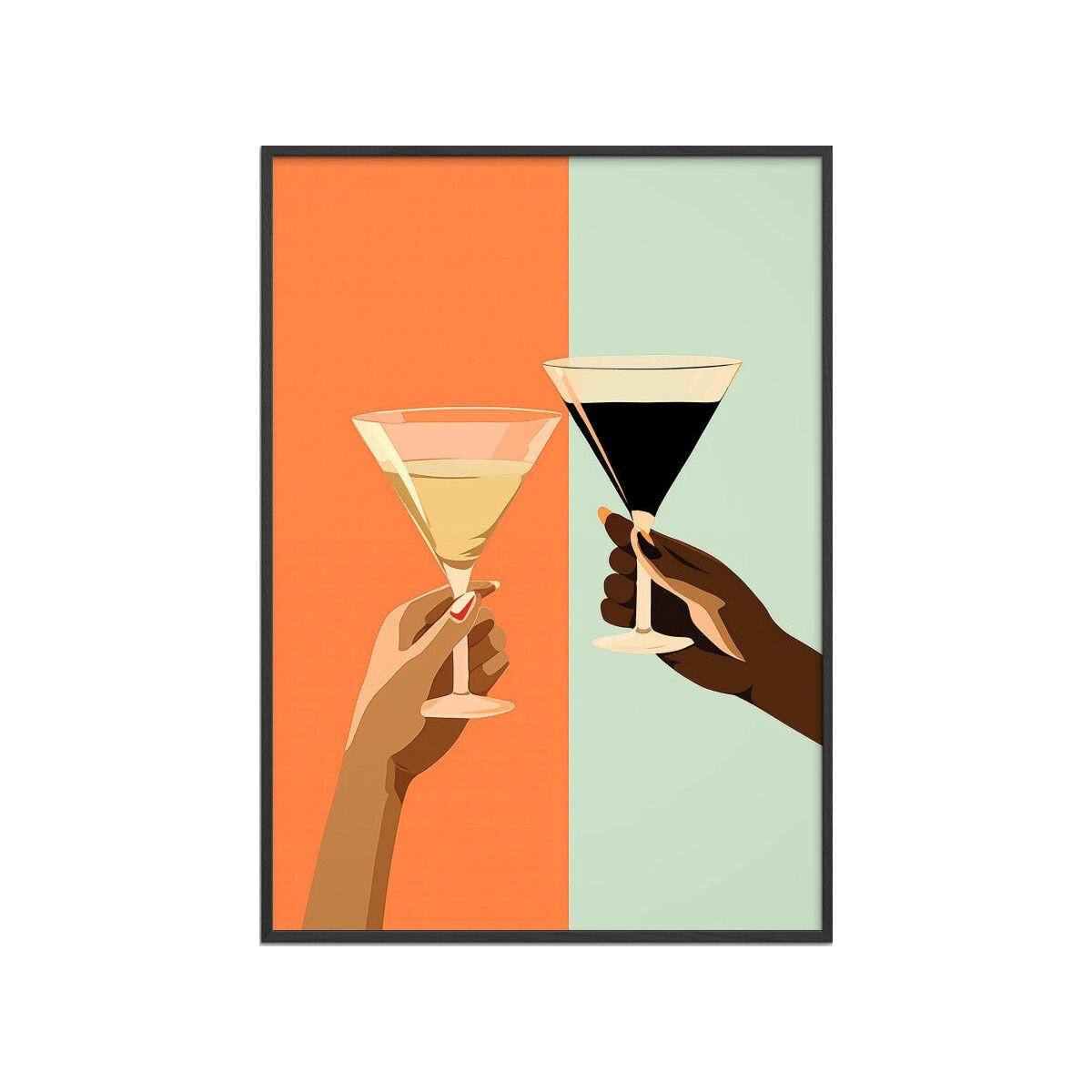 POSTER mit Rahmen Andreas Magnusson - A Toast for Two - Multicolor/Schwarz, Holz/Papier (50/70cm) - Poster&Frame
