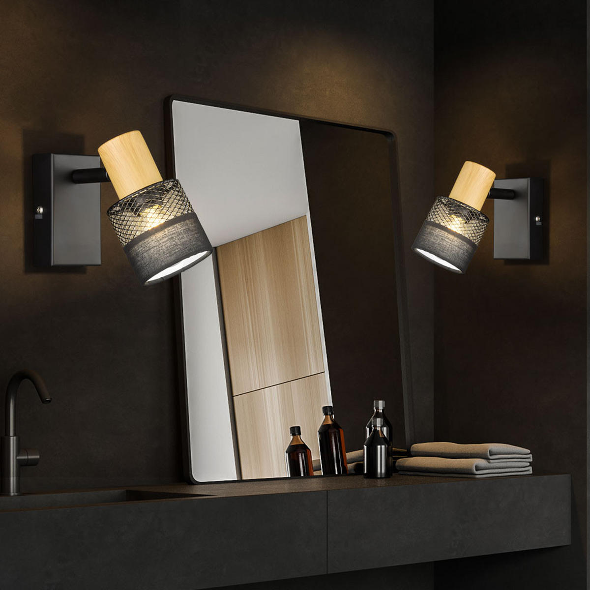 LED WANDLEUCHTE Doral Holzoptik Schwarz - Schwarz, Holz (13.5/17/10cm) - Wofi