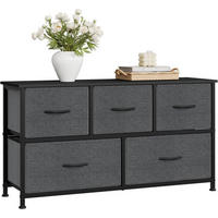 KOMMODENSCHRANK mit 5 Schubladen aus Holzwerkstoff ,Metallrahmen,Schwarz + Dunkelgrau - Dunkelgrau/Schwarz, Holzwerkstoff/Metall (100/54/30cm) - Woltu