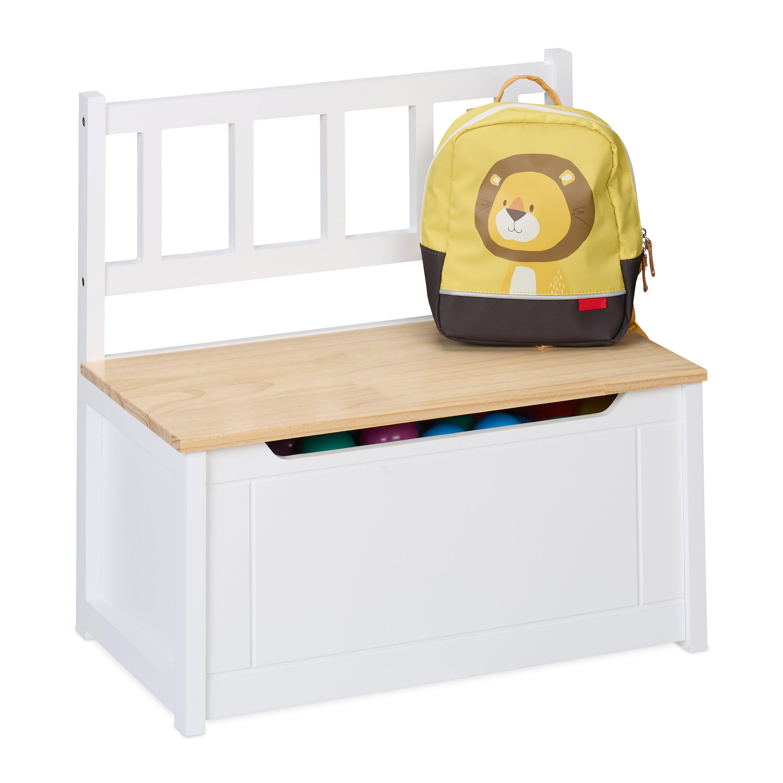 KINDERBANK - Multicolor, Holz/Holzwerkstoff (57/55/31cm) - Relaxdays