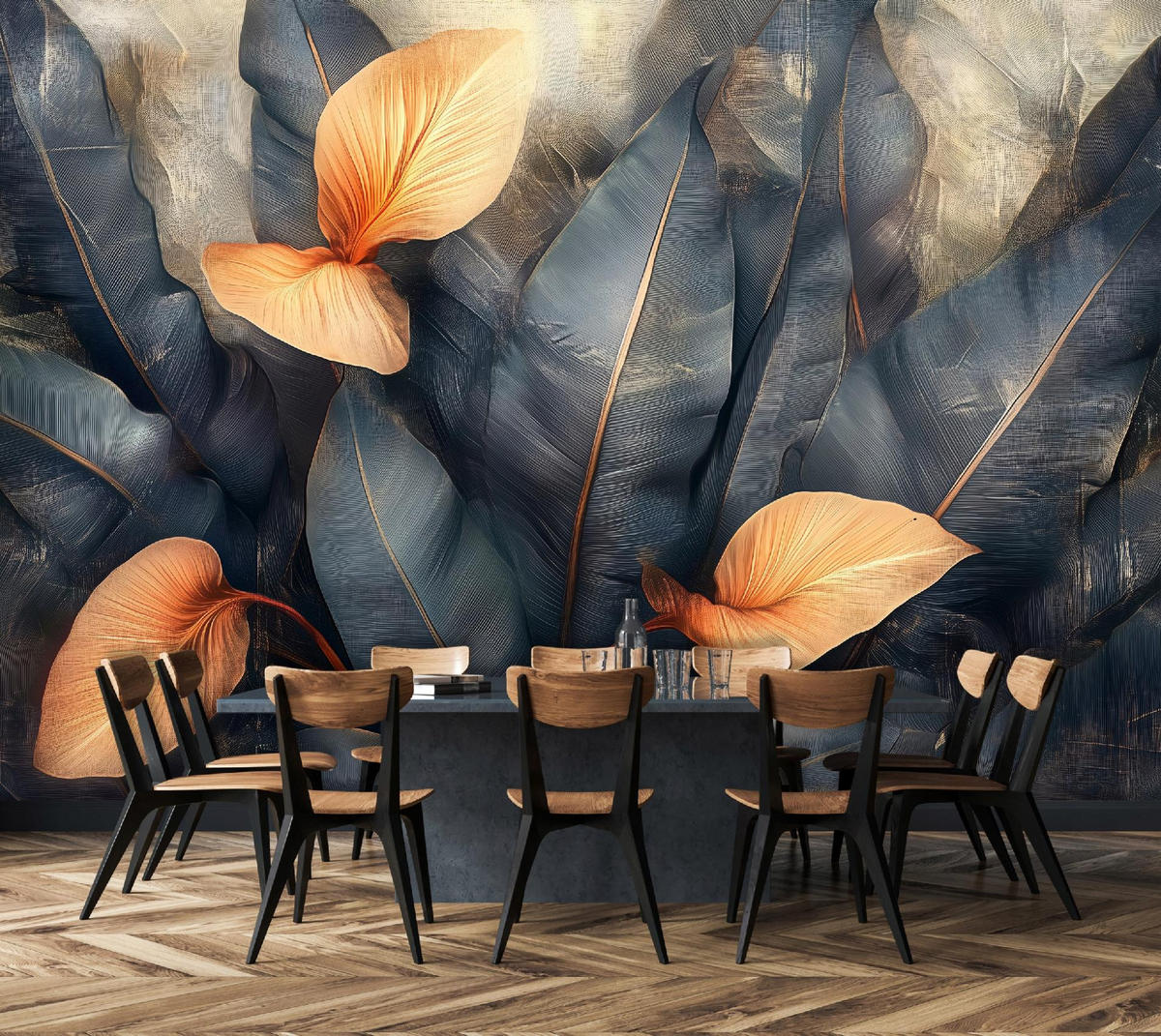 FOTOTAPETE Blätter Beton Natur Wohnzimmer Vlies Tapete 250x175 - Multicolor, Papier (250/175cm) - Wallarena