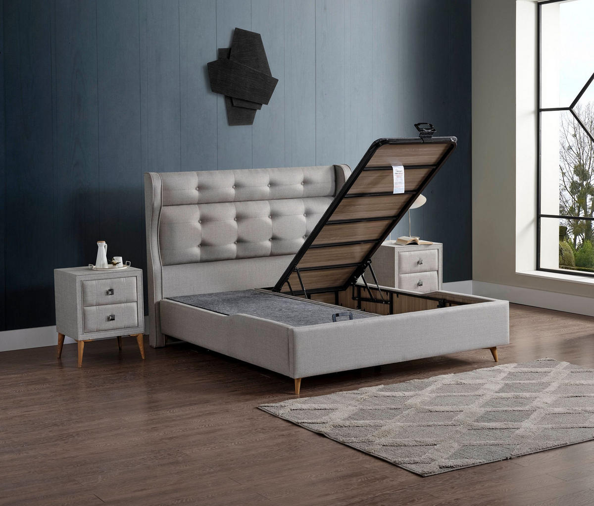 POLSTERBETT-SET Cooler 180x200 Grau - Bett inkl. Matratze - Grau, Metall (180/200cm) - Villa Möbel