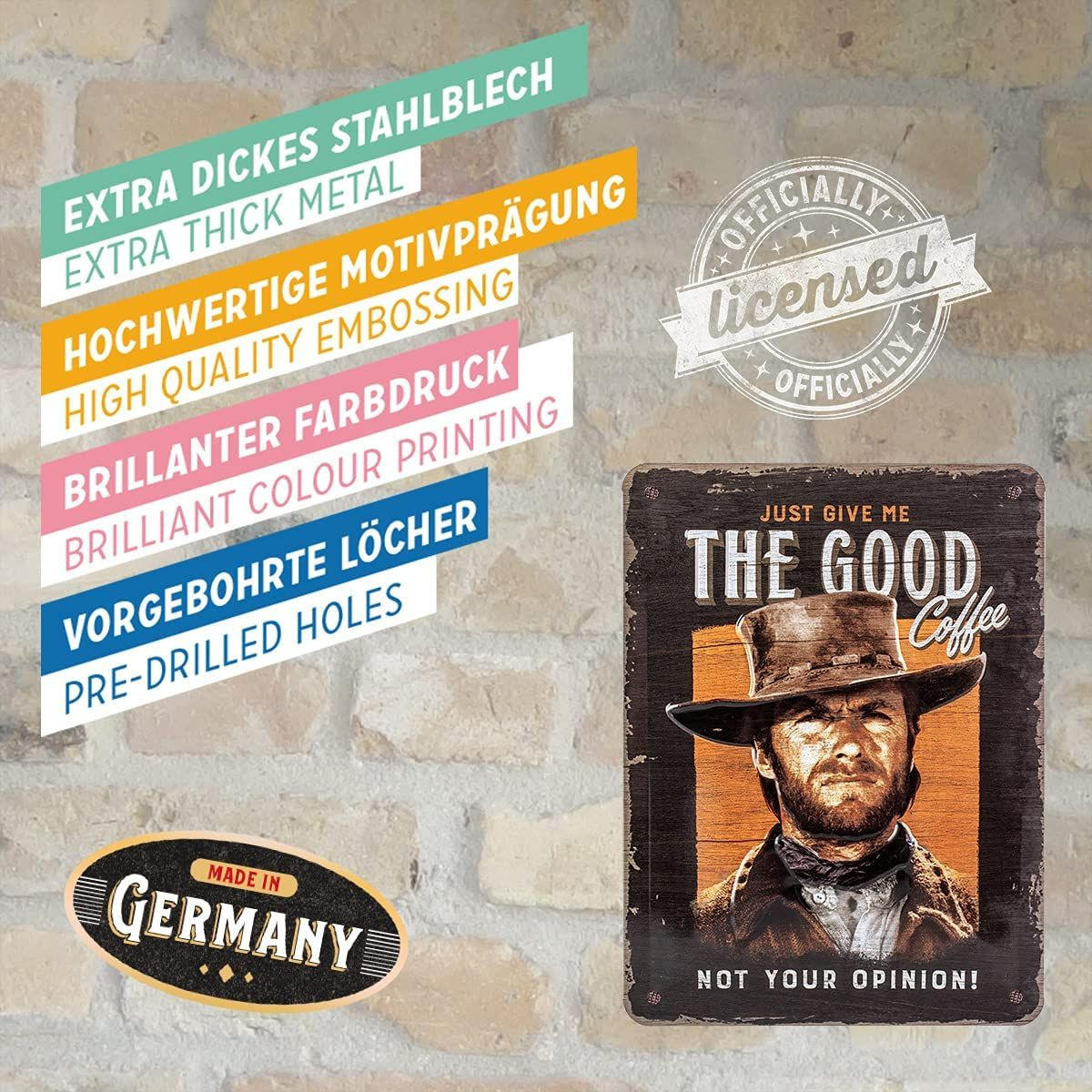 BLECHSCHILD 15/20 cm Celebrities The Good Coffee - Multicolor, Metall (15/20/0.5cm) - Nostalgic-Art