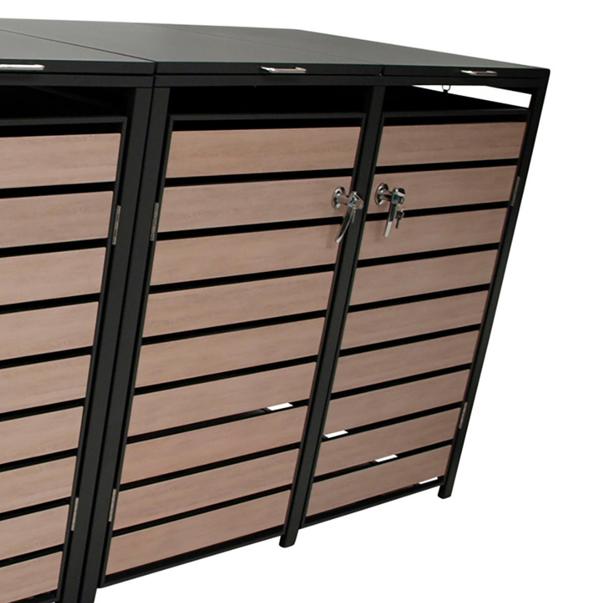 MÜLLTONNENVERKLEIDUNG Liverpool - Mülltonnenbox für 4 - in Holzoptik - , Stahl pulverbeschichtet verzinkt, anthrazit - Grau, Metall (264/116/80cm) - TPFGarden