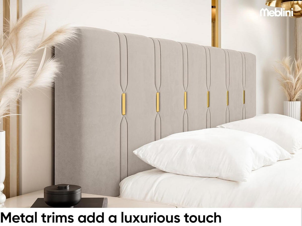 BETT FABIO H3 - Beige/Goldfarben, Holzwerkstoff (180/200cm) - Meblini