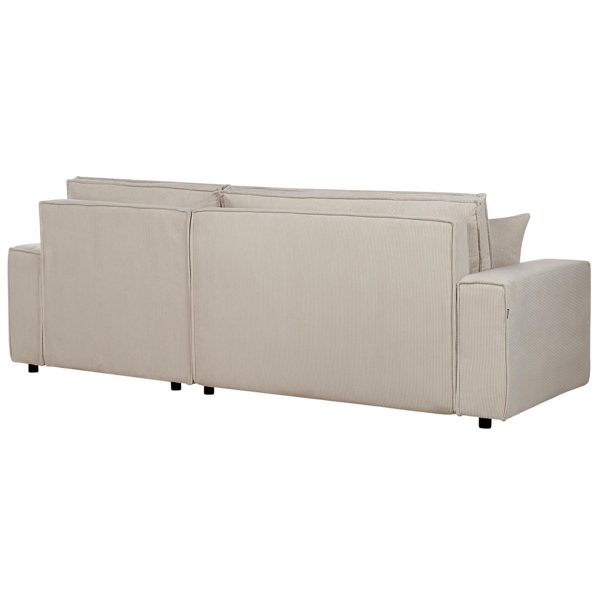 2-SITZER-ECKSOFA Cord beige rechtsseitig mit Schlaffunktion Abacka - Beige/Schwarz, Textil (247/147cm) - Beliani