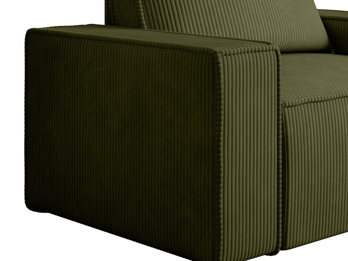 SESSEL mit gerader Rückenlehne - 1 Person-Sitzer - Samt, Stoff - Khaki - - Olivgrün, Textil (120/85/86cm) - Vente-Unique