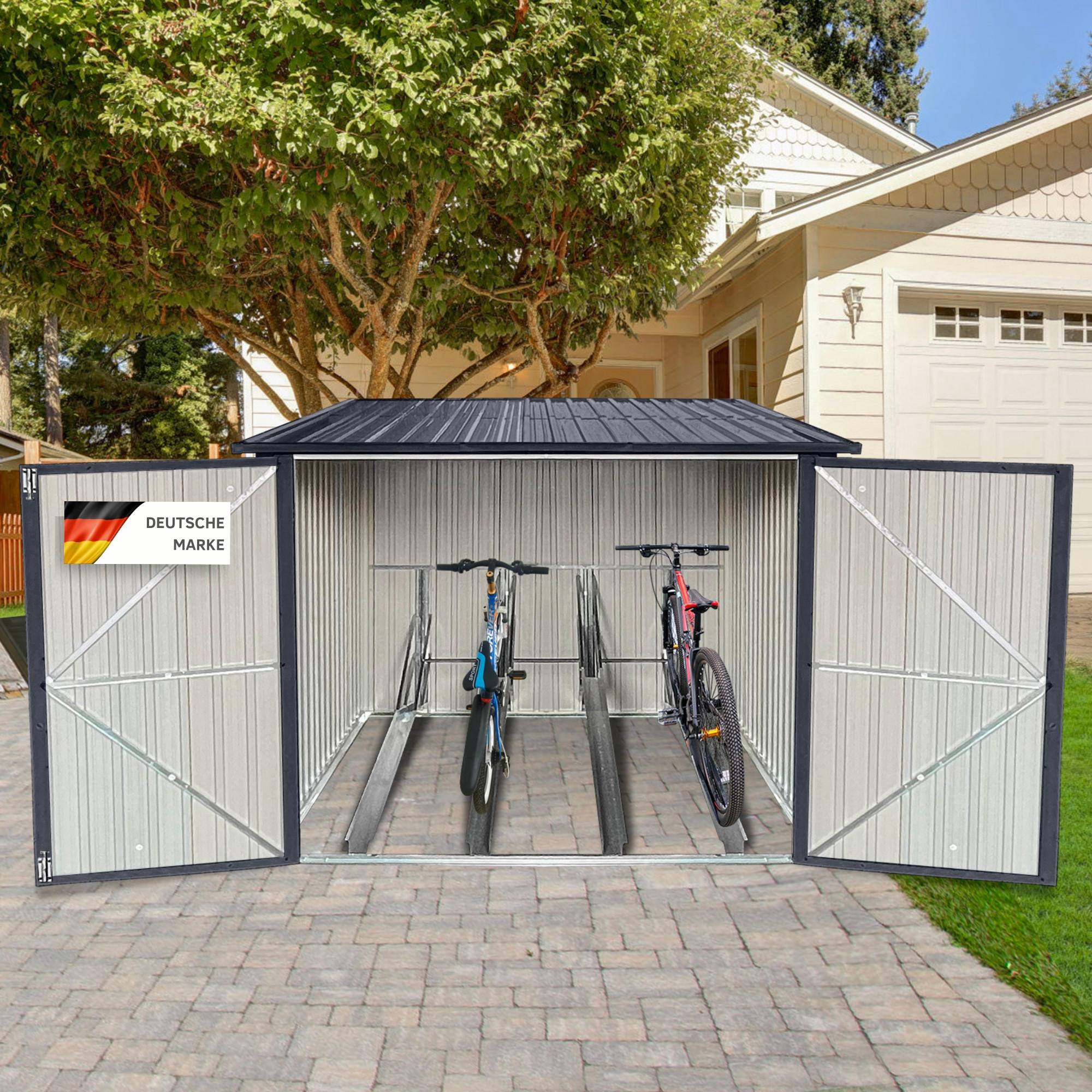 FAHRRADGARAGE 1er-Set - Anthrazit, Metall (203/162/198cm) - Albatros