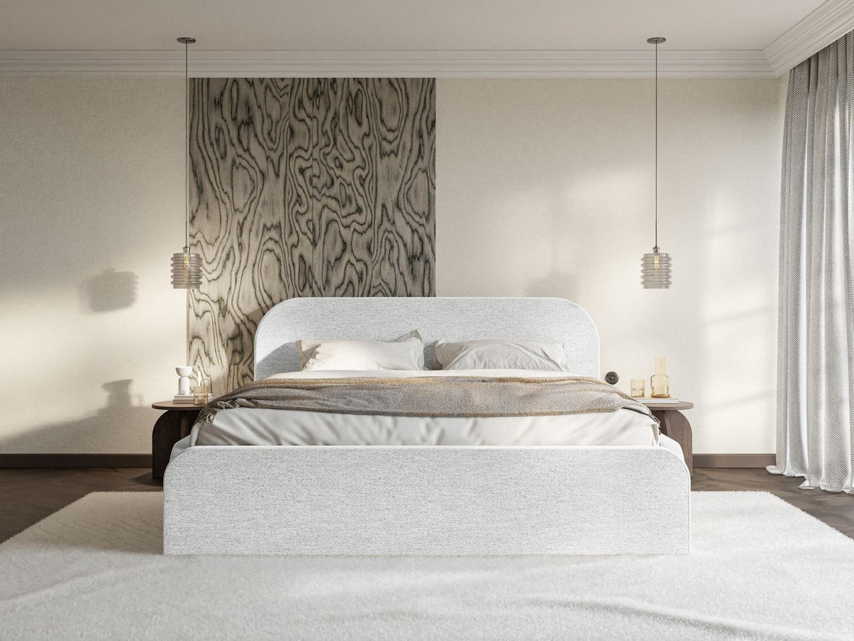POLSTERBETT Umike Hellgrau Chenille mit Bettkasten 180x200 cm - Hellgrau, Textil (180/200cm) - Selsey