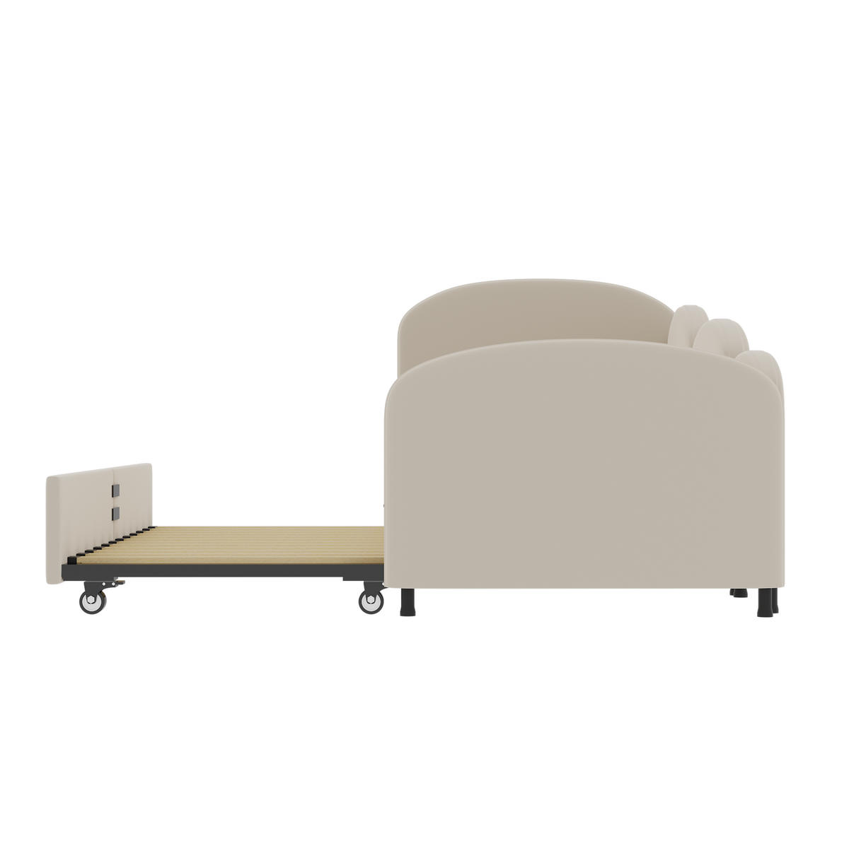 POLSTERBETT 90/200 cm Beige aus Samt und Eisen mit Schublade - Beige, Textil (90/200cm) - OKMYHOME