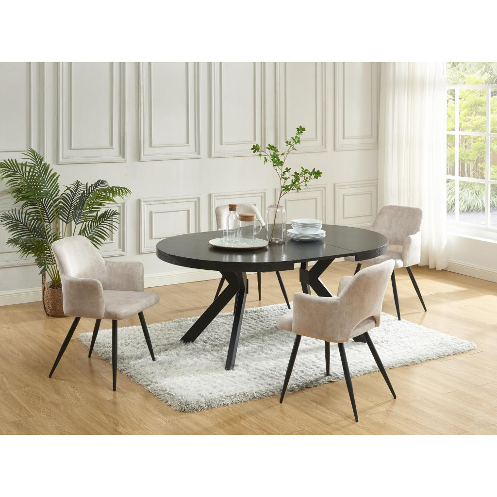 Thumbnail - Vente-Unique Esstisch, Schwarz, Holz, Uni, 8-Sitzer, Oval, 120x76x220 cm, Esszimmer, Tische, Esstische