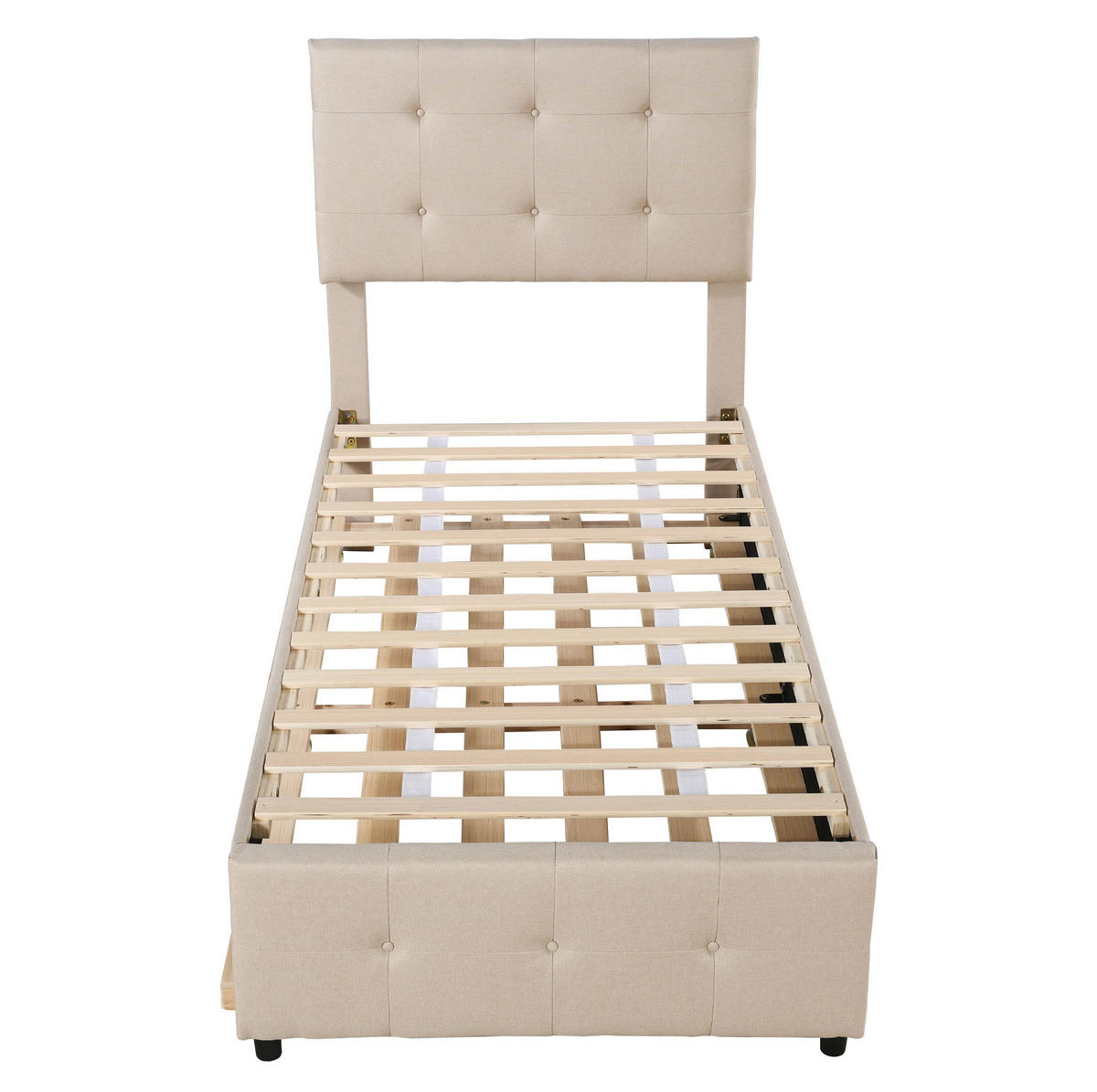 POLSTERBETT 90/200 cm Beige mit Polsterbett und verstellbarem Kopfteil - Beige, Textil (90/200cm) - Flora Grace