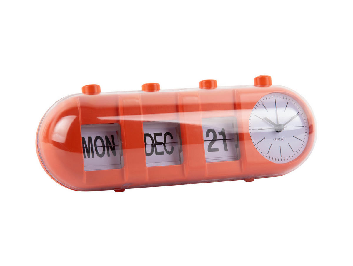 WECKER Retro Tube Calendar Flip 26/9/9.3 cm - Orange, Kunststoff (9/9.3/26cm) - Karlsson