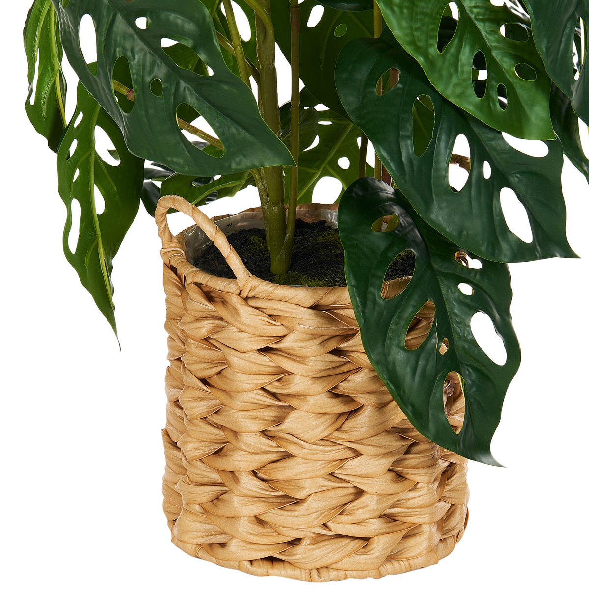 KUNSTPFLANZE im Blumentopf 53 cm Grün/Schwarz Monstera Adansonii - Schwarz/Grün, Kunststoff (53cm) - Beliani