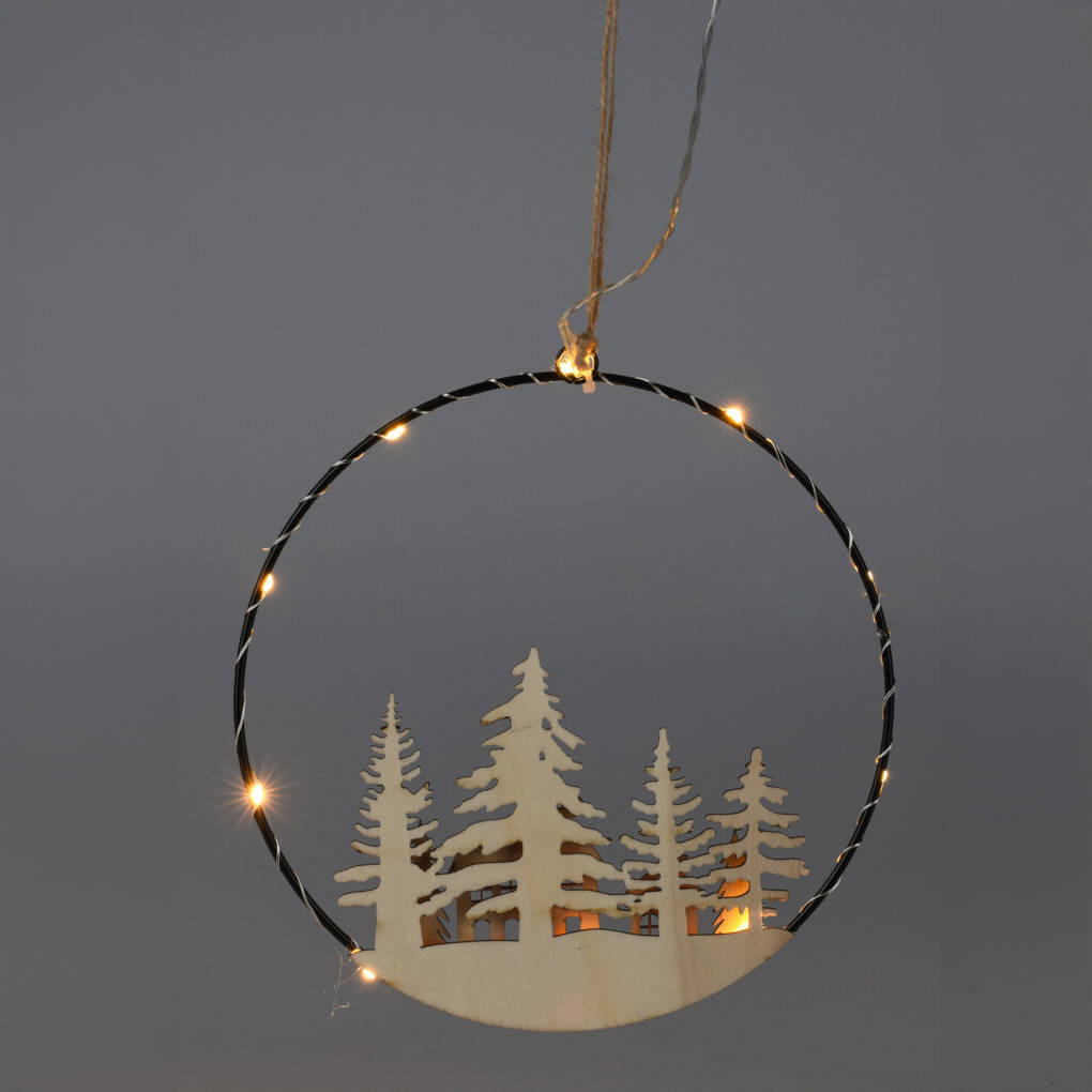 WEIHNACHTSDEKORATION LED zum Aufhängen Ø 20 cm - Beige, Holz (1/20/20cm) - Home Styling Collection