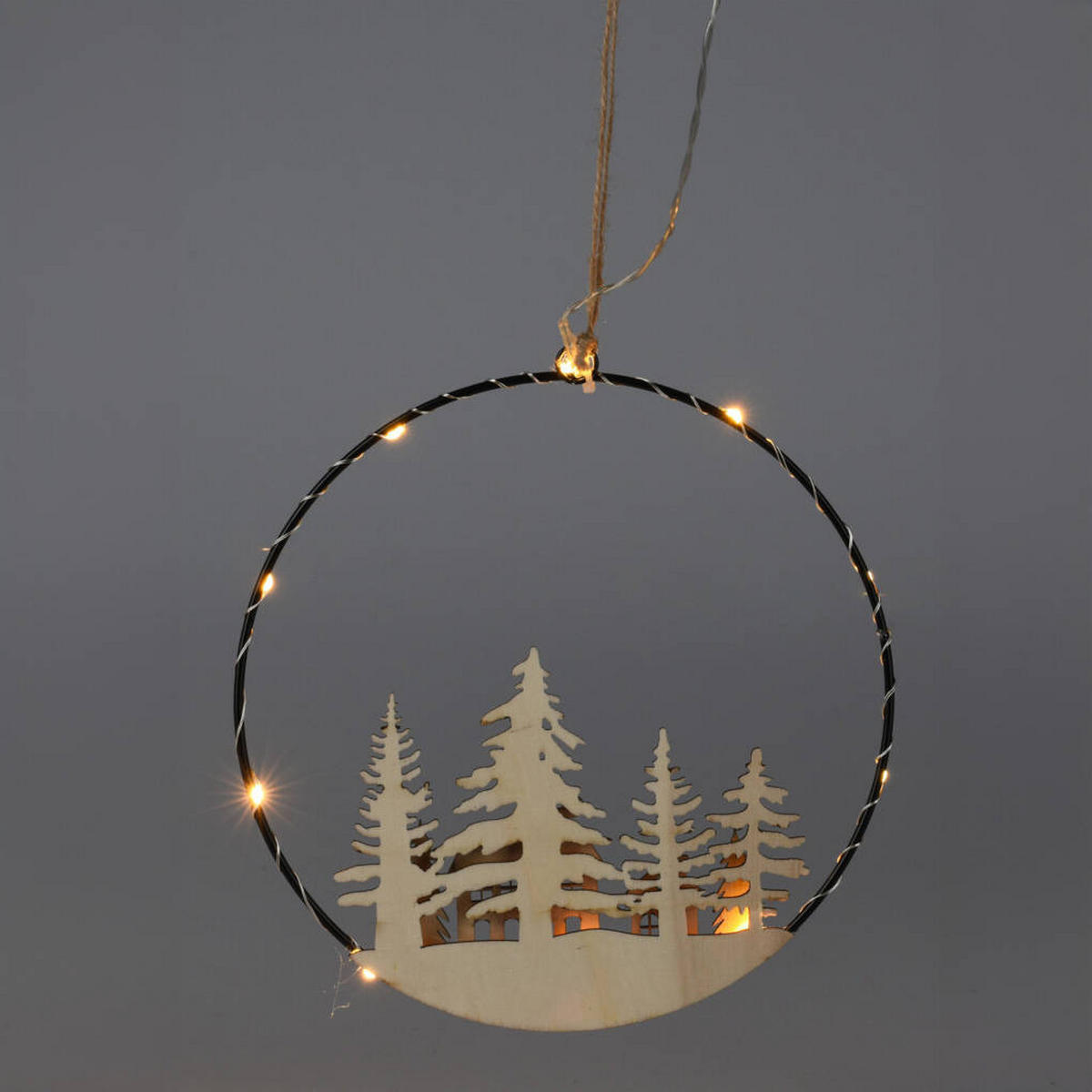 WEIHNACHTSDEKORATION LED zum Aufhängen Ø 20 cm - Beige, Holz (1/20/20cm) - Home Styling Collection