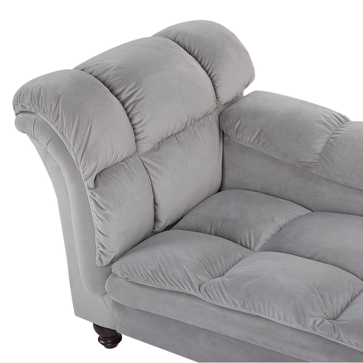 CHAISELONGUE Samtstoff hellgrau linksseitig Lormont - Grau, Textil (141/76/70cm) - Beliani