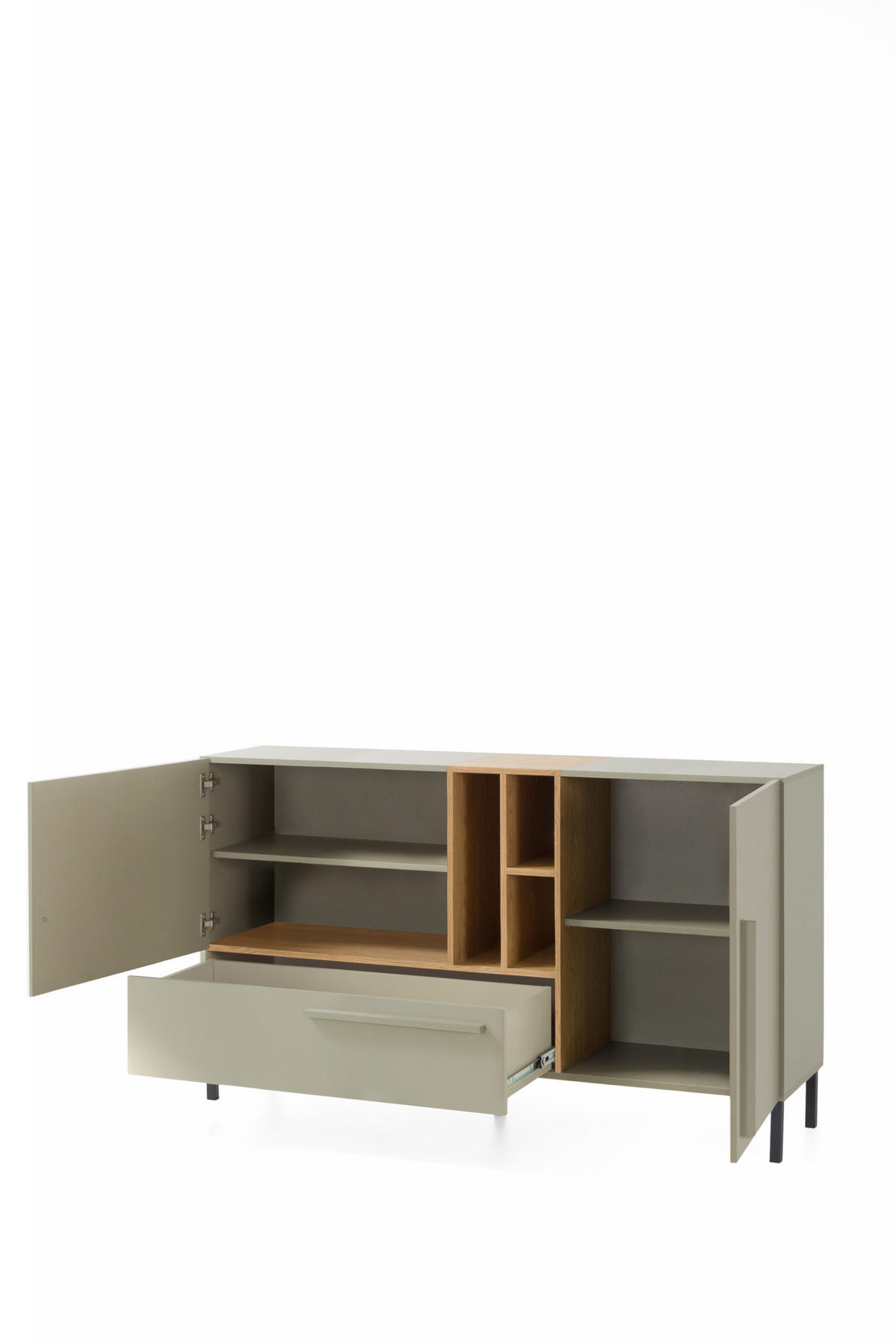 KOMMODE Sinus in Beige, Eiche & Marineblau - Braun, Holzwerkstoff (80/200/120cm)