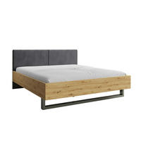 BETT RON 180/200 cm in Graphit / Artisan Eiche - Graphitfarben/Eiche Artisan, Holzwerkstoff (180/200cm) - Deine Möbel 24