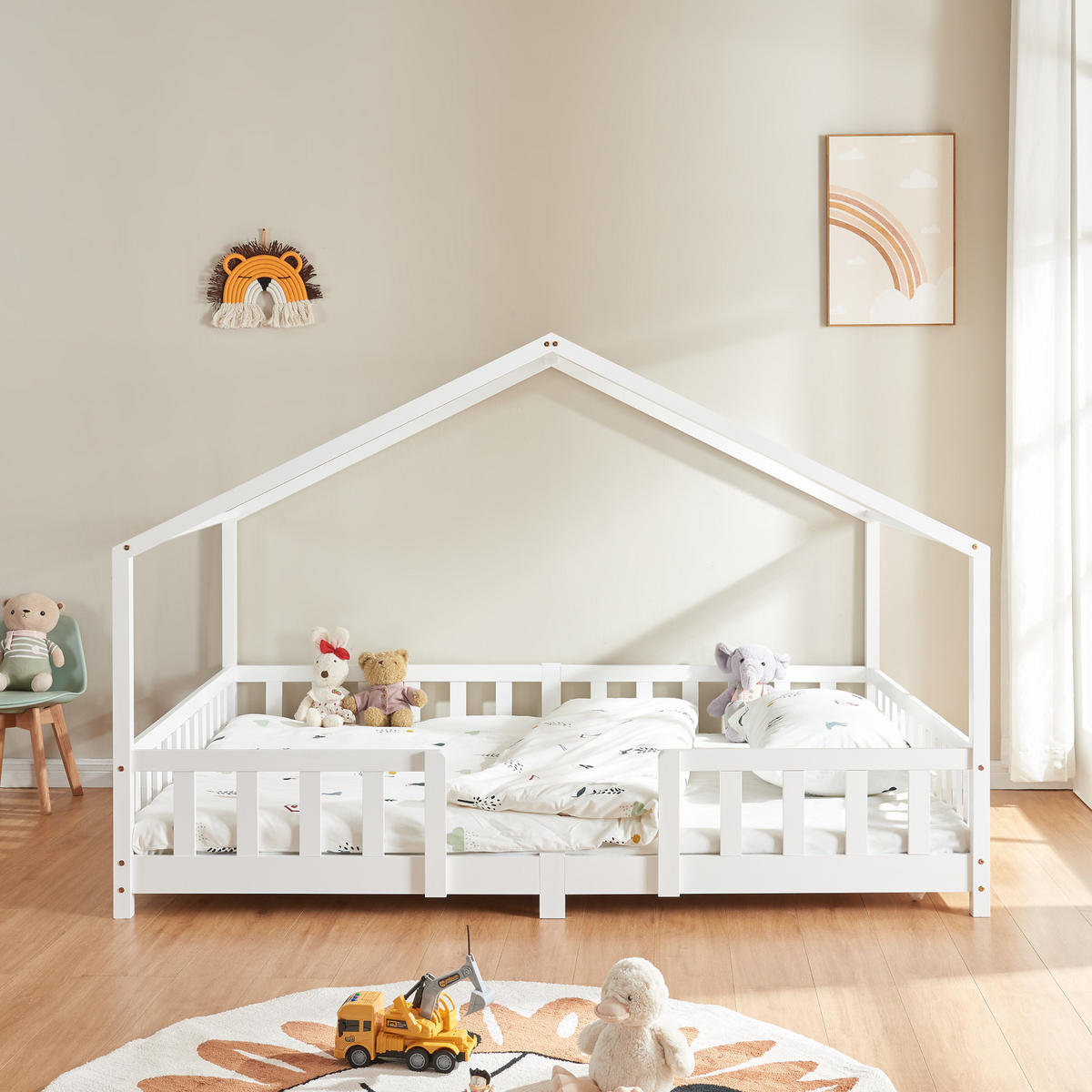 HAUSBETT Treviolo - Weiß, Holz (140/200cm) - [en.casa]