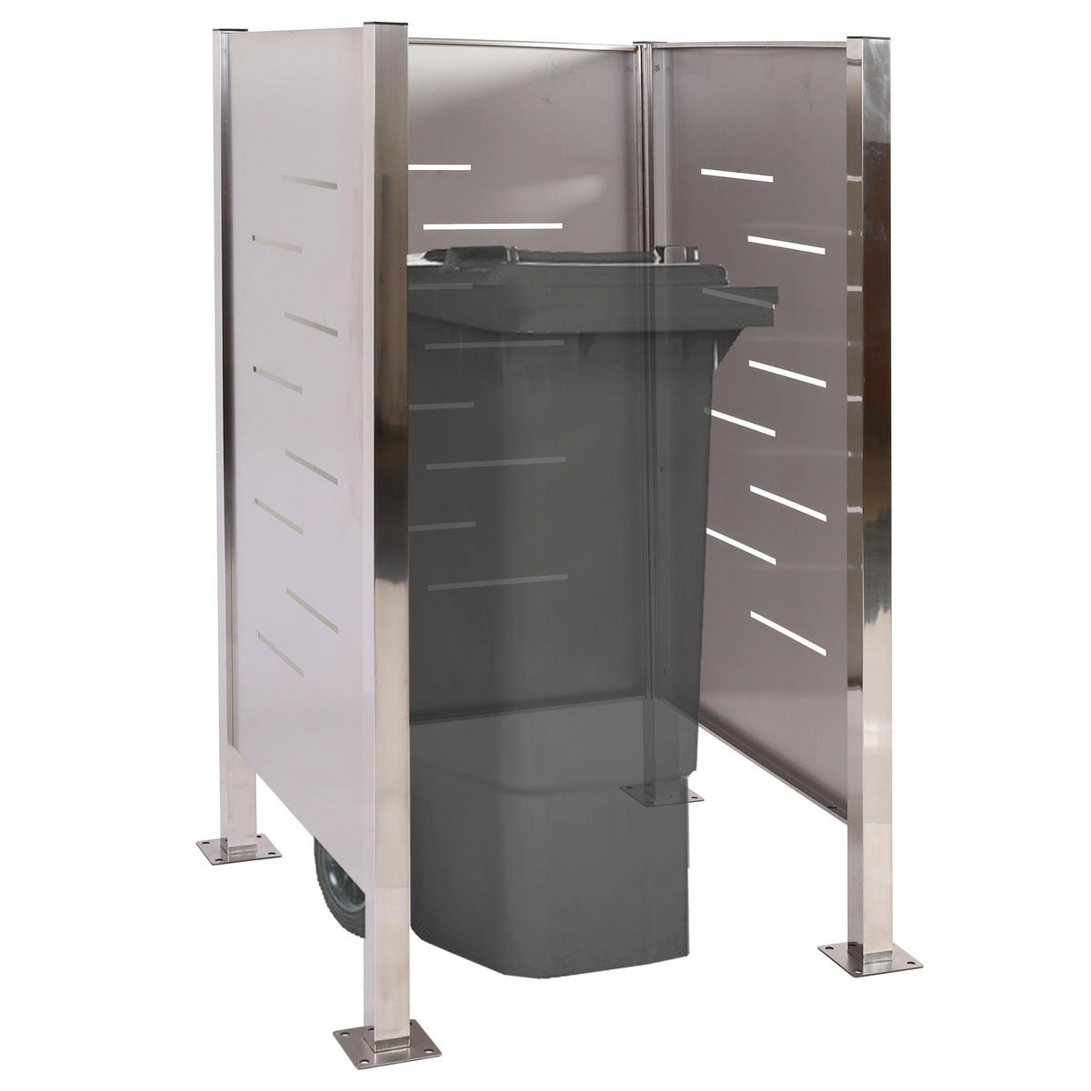 MÜLLTONNEN-ZAUN METALL Silber - Silberfarben, Metall (85/150/85cm) - MCW
