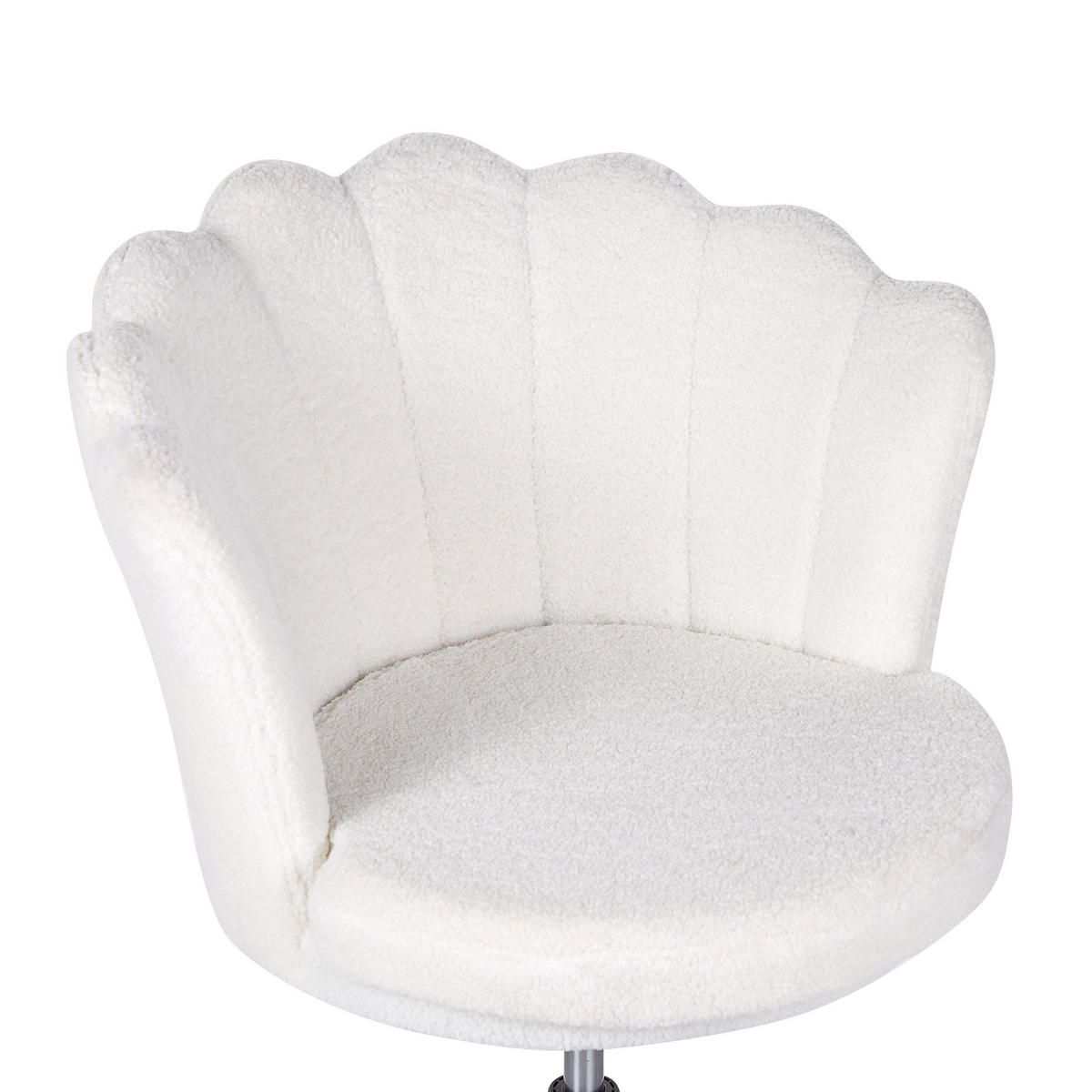 BÜROSTUHL Bouclé Weiß Monticello - Weiß, Textil/Metall (67/78/65cm) - Beliani