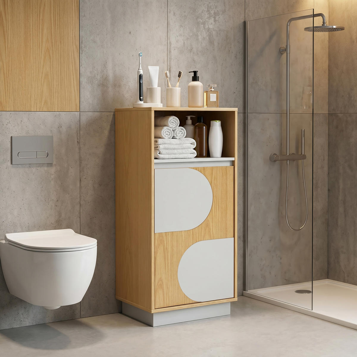BADEZIMMERSCHRANK 85cm - Akaziefarben, Holzwerkstoff (30/85/40cm)