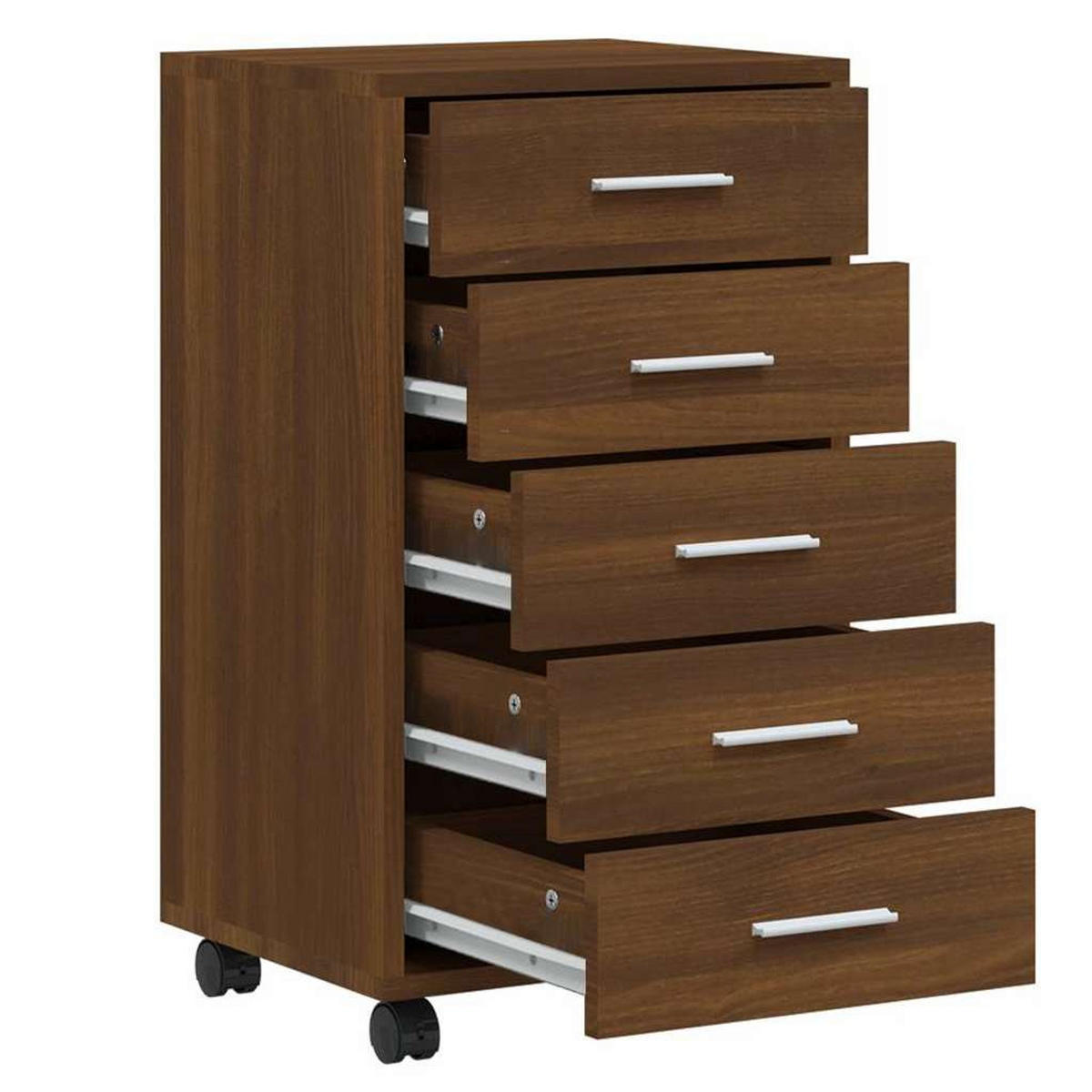 SCHUBLADENSCHRANK Mit Rollen Braun Eichen-Optik Holzwerkstoff - Braun, Holzwerkstoff (38/63/33cm) - vidaXL