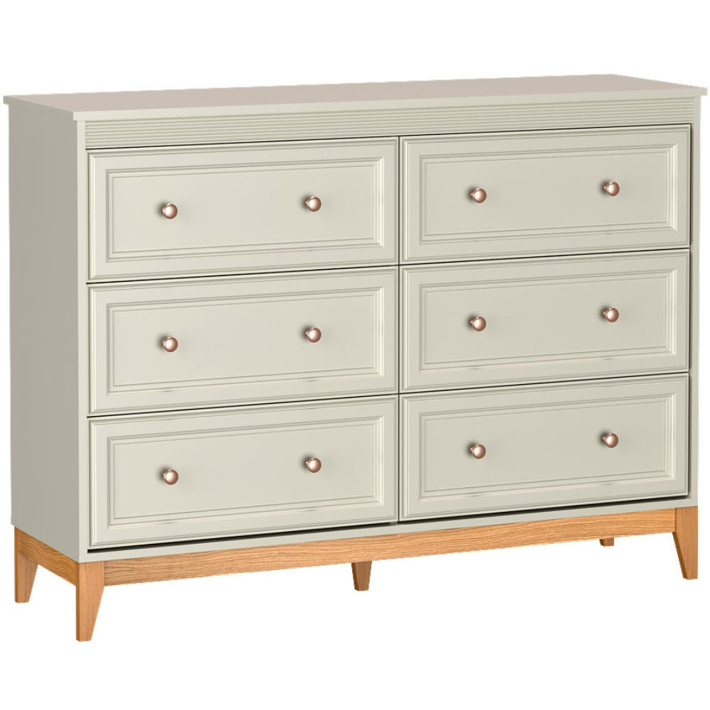 KOMMODE Charlott mit 6 Schubladen - Kaschmir/Eichefarben, Holz/Holzwerkstoff (135.5/100/40.5cm) - Beautysofa