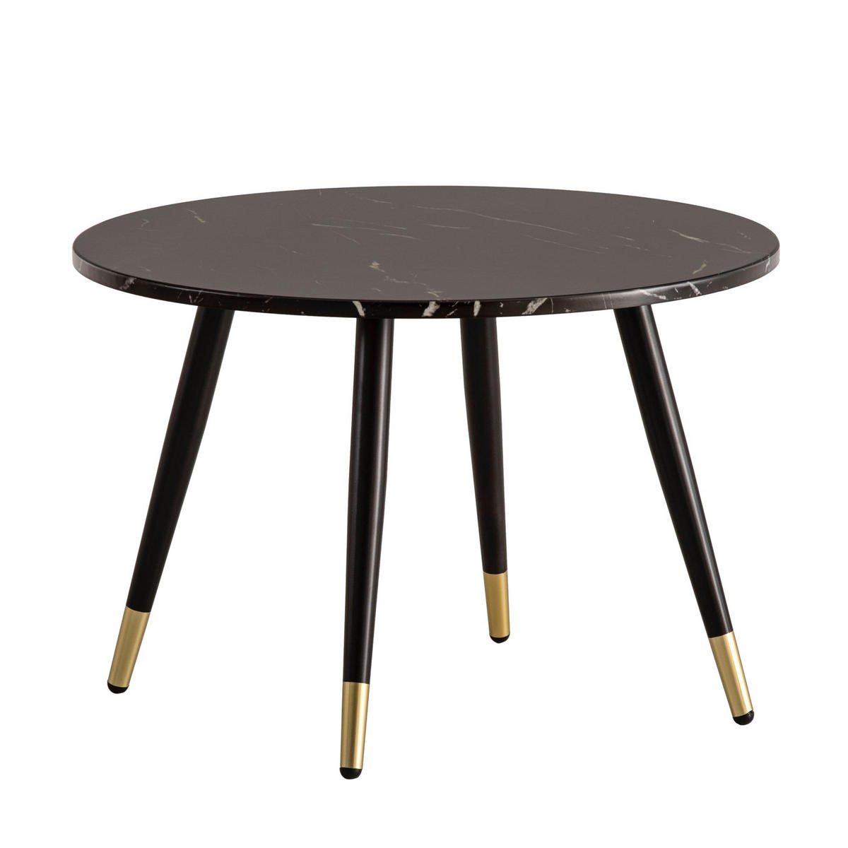 COUCHTISCH mit Marmor Optik, Modernes Design, Metall-Gestell, Runde Form, Schwarz 60x60x41 cm - Goldfarben/Schwarz, Holzwerkstoff/Metall (60/60/41cm) - KADIMA DESIGN