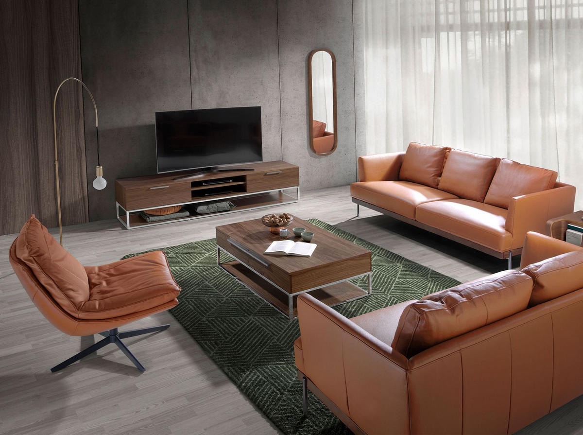 DREHSESSEL aus braunem Leder - Schwarz/Braun, Leder/Metall (75/87/90cm) - ANGEL CERDA