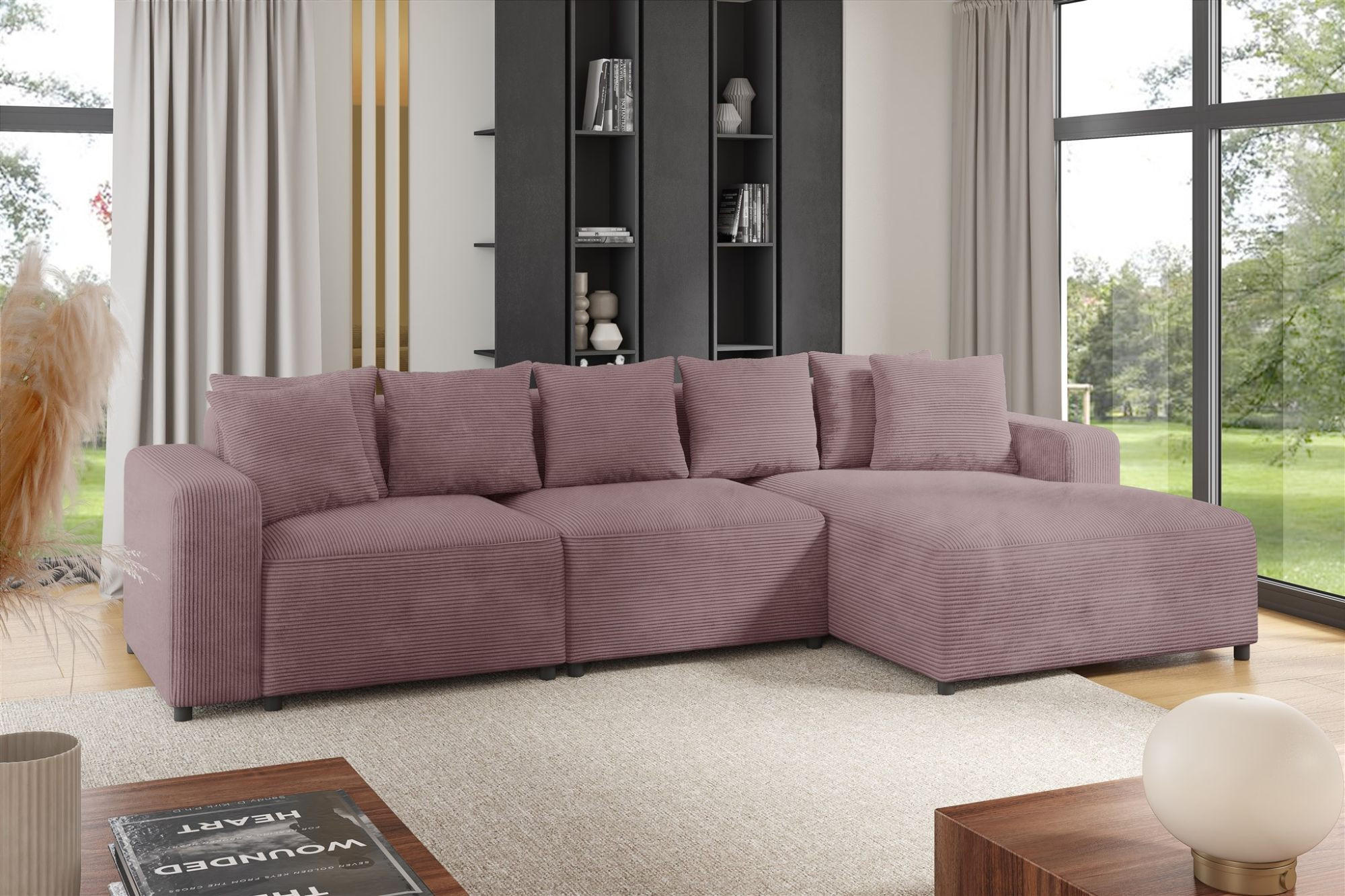 ECKSOFA Megan In Poso - Altrosa, Holzwerkstoff/Textil (331/165cm) - Fun Möbel