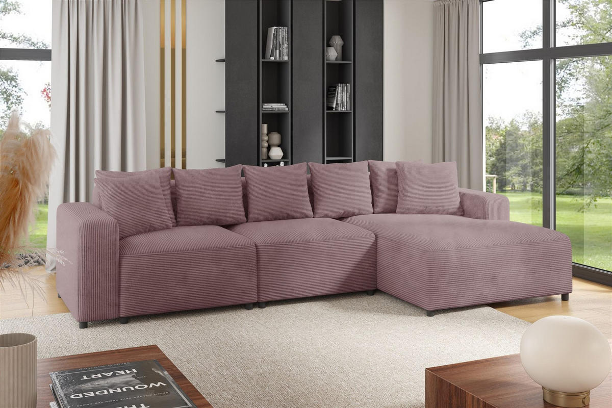 ECKSOFA Megan In Poso - Altrosa, Holzwerkstoff/Textil (331/165cm) - Fun Möbel