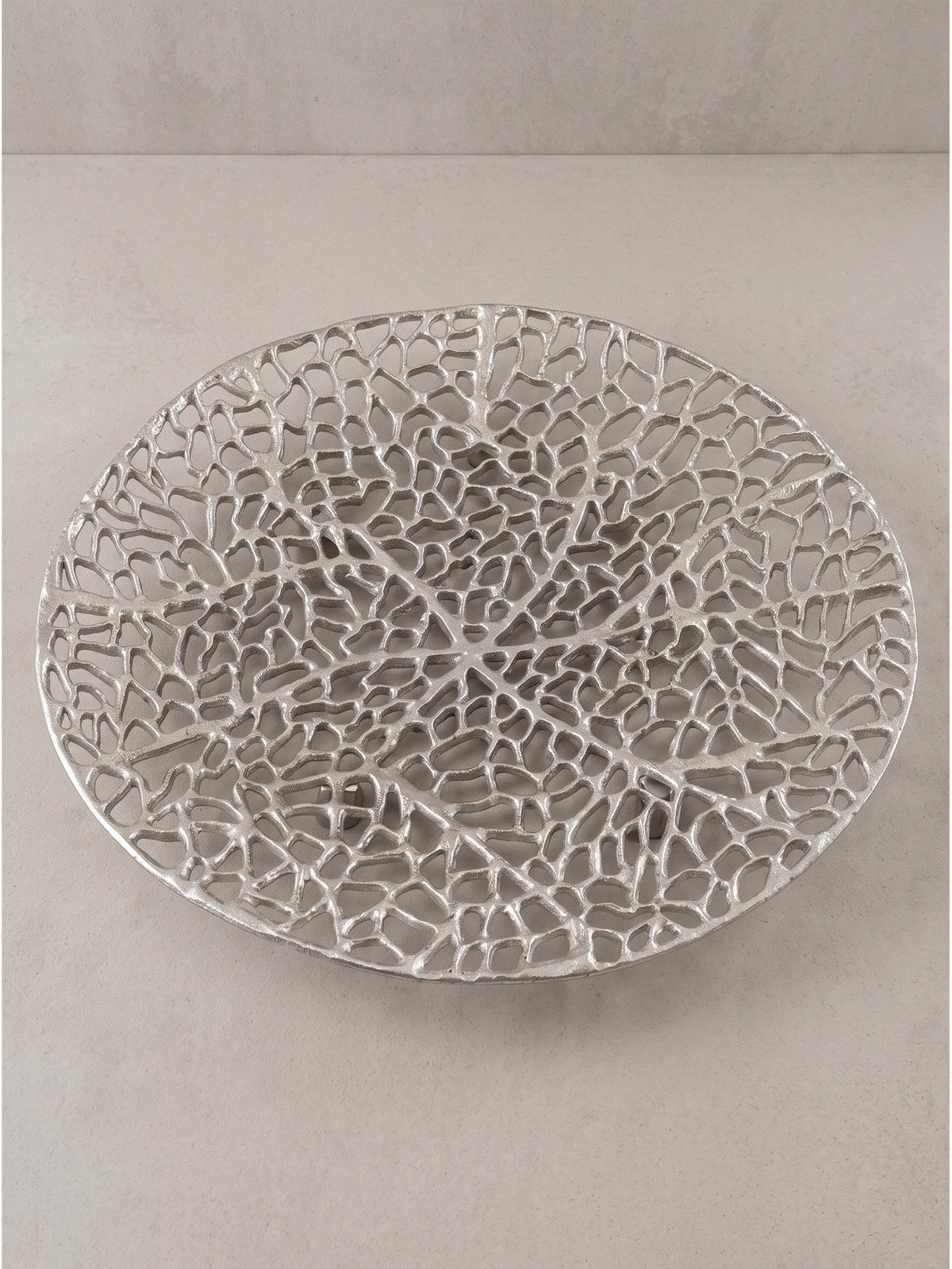 DEKOSCHALE ASTLUX, Aluminium, handgefertigt, Silber, Ø 44 x 4 cm - Silberfarben, Metall (44/4cm) - KADIMA DESIGN