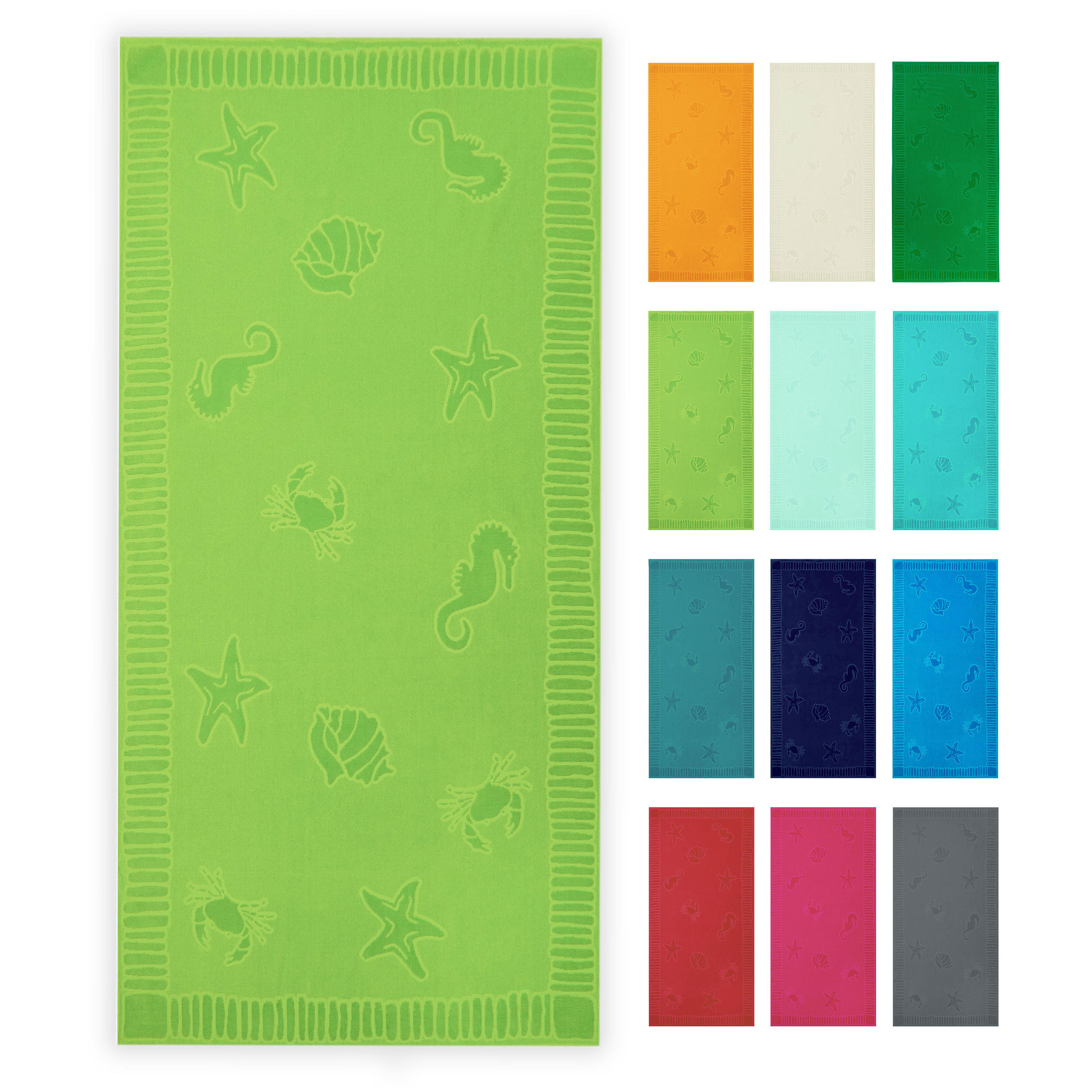 STRANDTUCH, 100x200 cm, 100% Baumwolle, Grün - Limette, Textil (100/200cm) - Zollner