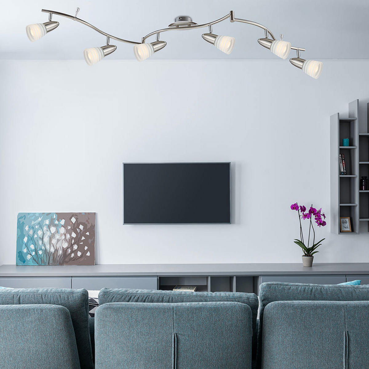 LED DECKENLEUCHTE Metall Chrom Silber - Silberfarben, Glas (145/27.5/18.5cm) - Globo Lighting