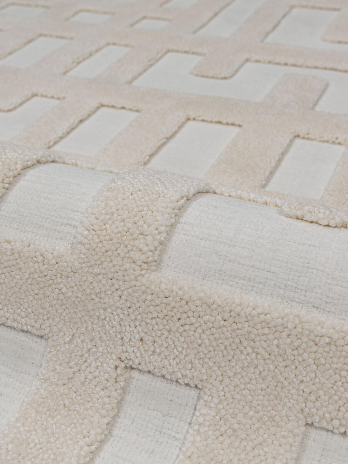 HOCHFLORTEPPICH FORSS, Labyrinth-Relief, Creme, 133 x 190 cm - Beige, Textil (133/190cm) - KADIMA DESIGN