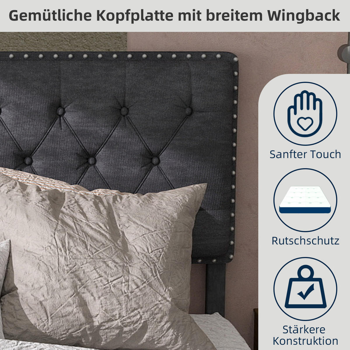 ČALOUNĚNÁ postel 140/200 cm šedá z látky a kovu s úložným prostorem - šedá, textil (140/200cm) - OKWISH