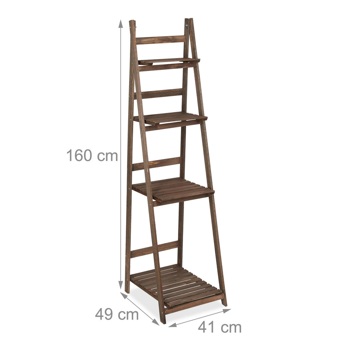 BLUMENTREPPE - Dunkelbraun, Holz (41/160/49cm) - Relaxdays