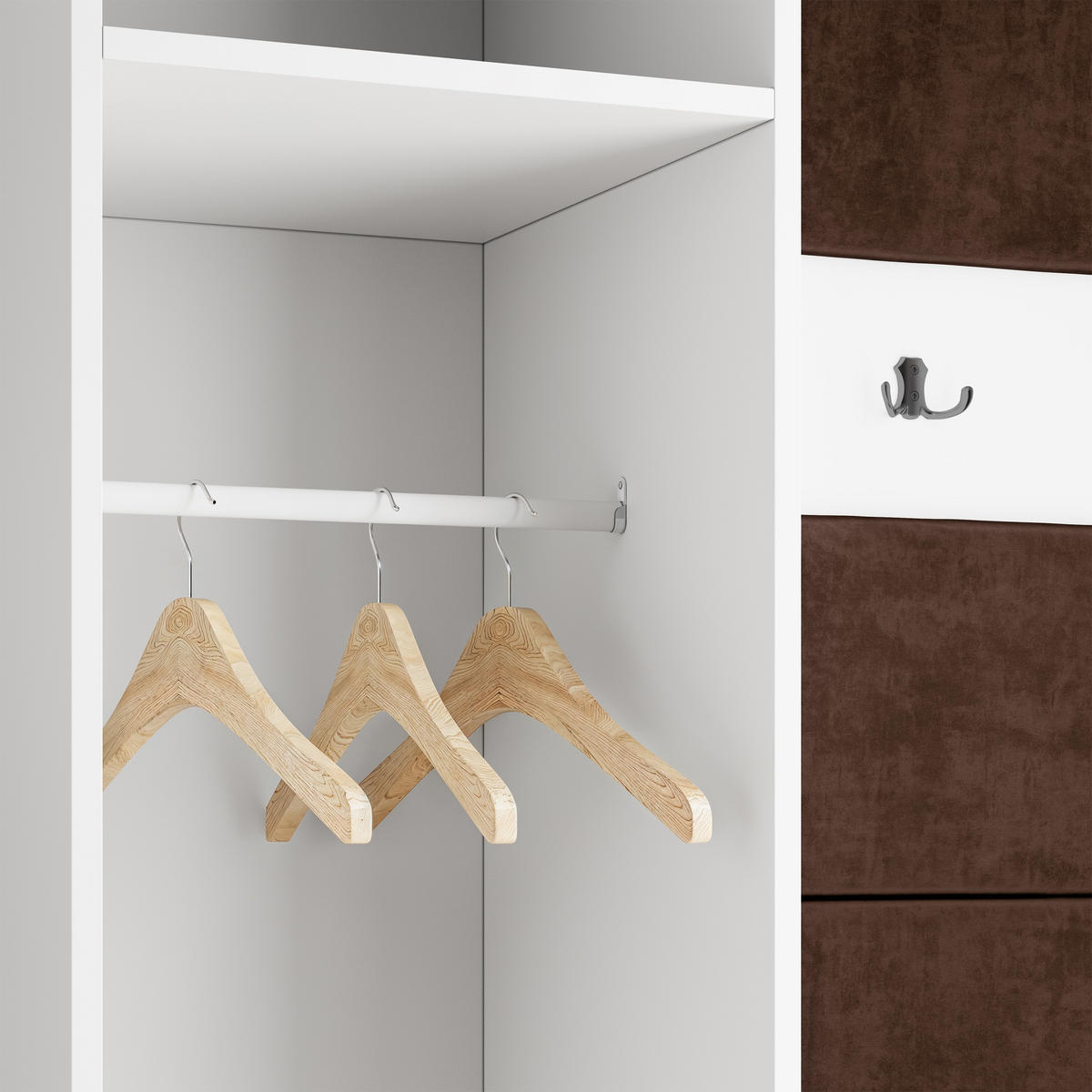 GARDEROBENSCHRANK VIRA 95/181/51 cm Modern Garderobe-Set Kaschmir - Kaschmir/Braun, Holzwerkstoff (95/181/51cm) - MASSENO