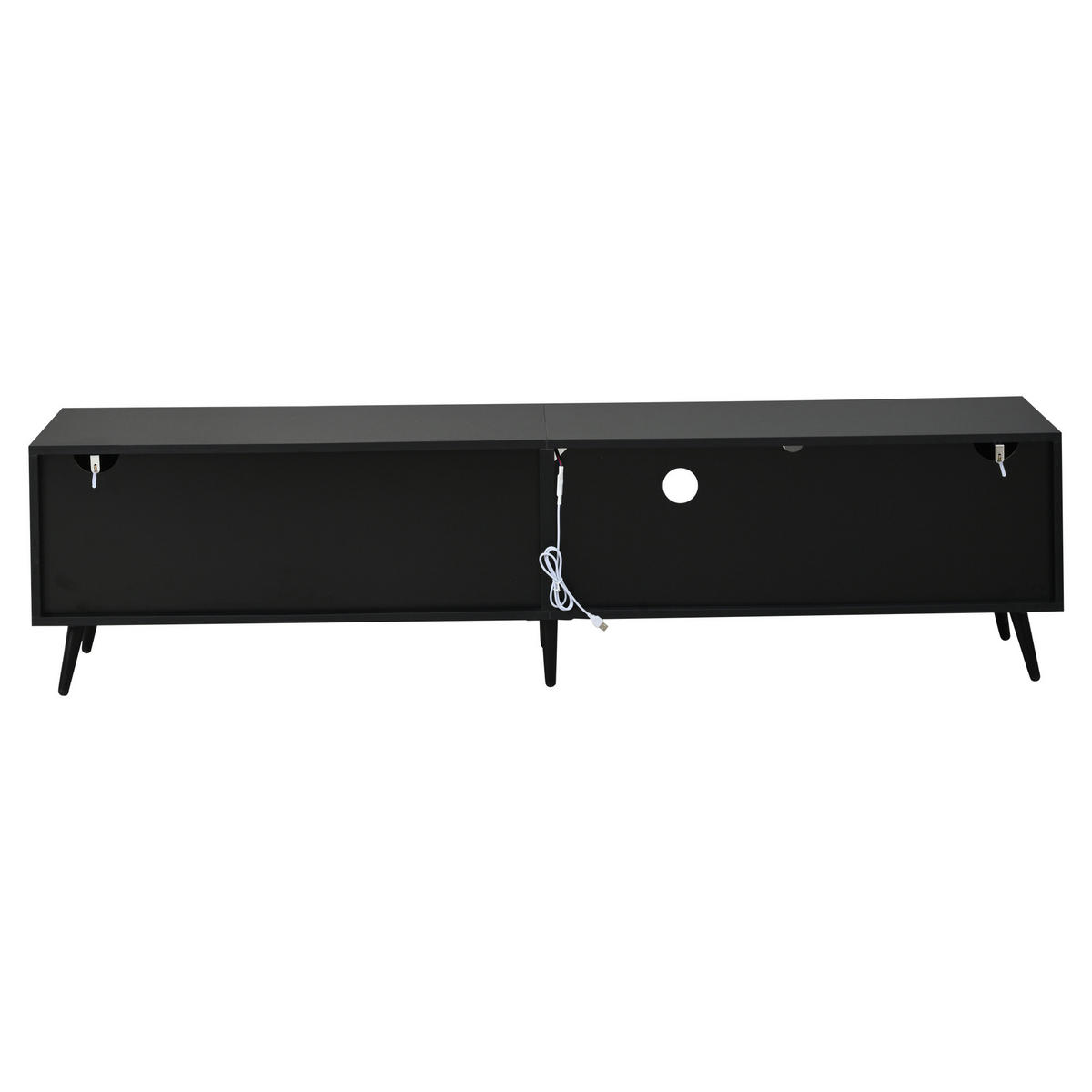 TV-ELEMENT 175/31/43.5 cm Naturholzfarbe + Schwarz mit 4 Ablagefächer - Naturfarben, Holz (175/43.5/31cm) - Oxeza