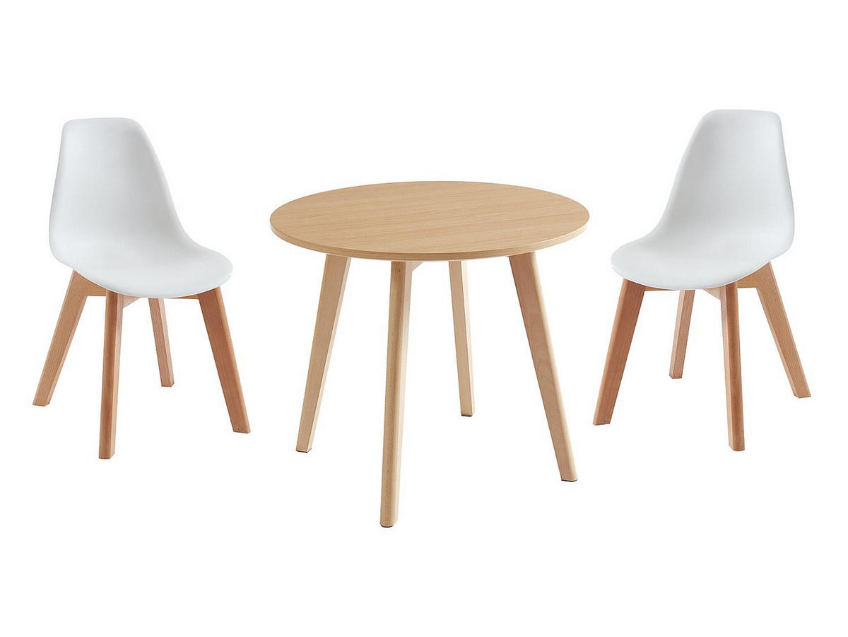 ESSGRUPPE - 2 Personen - Plastik, Holz, Platte - Naturfarben Hell - LOULOUNE - Naturfarben, Holz/Holzwerkstoff (60/51/60cm) - Vente-Unique