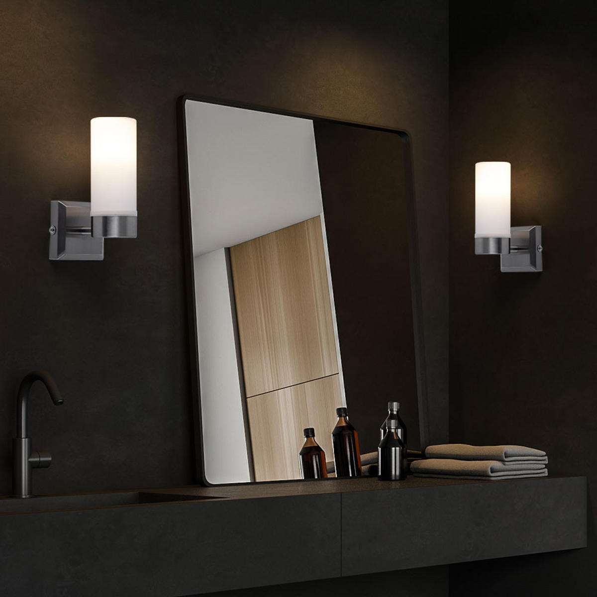 LED WANDLEUCHTE SPACE Silber Nickel-matt - Silberfarben, Glas (8/18.5/11.5cm) - Globo Lighting