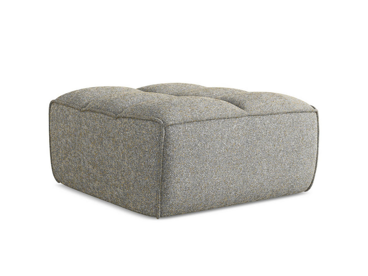 POUF Strukturstoff Stoff Beige - Beige/Schwarz, Kunststoff/Textil (80/43/93cm) - Makamii