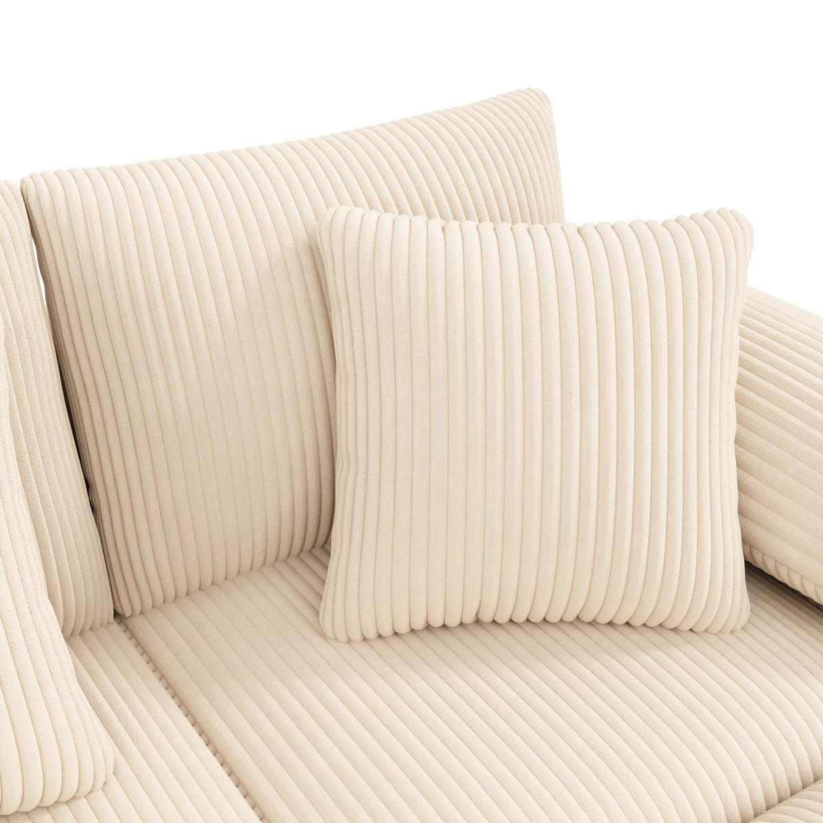 WOHNLANDSCHAFT Cord Beige mit Stauraum, Bluetooth, USB und Type-C - Beige, Holzwerkstoff/Kunststoff (315.5/84.5/144cm) - WISHDOR
