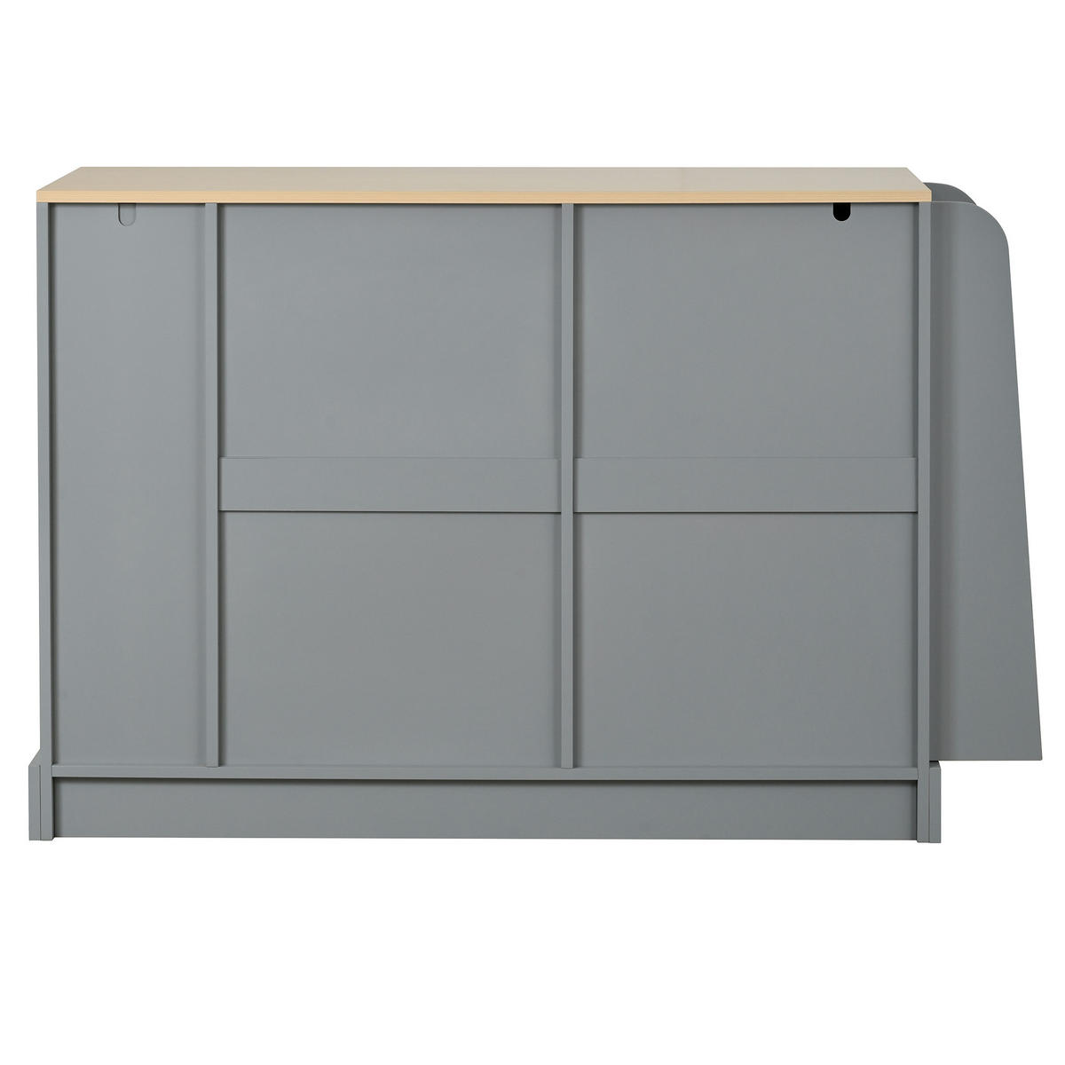 SIDEBOARD DE-38307 133/40/86 cm mit Abfallbehälterfach und Gewürzregal Grau - Grau, Holzwerkstoff (133.5/86/40cm) - ComfortXL